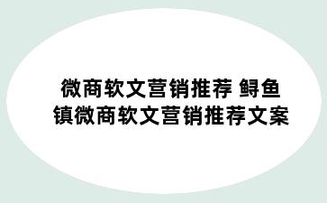 微商软文营销推荐 鲟鱼镇微商软文营销推荐文案